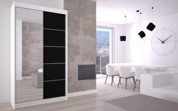 Max- Makira 120 White mat/black mat Wardrobe