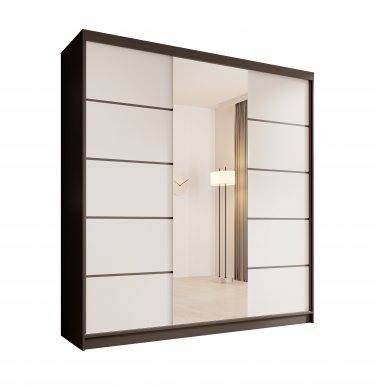 SW-SON-200 cm -BW Sliding wardrobe with mirror,Black matt/white matt