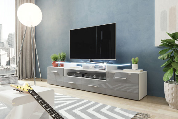 Evora TV-alus white/grey gloss