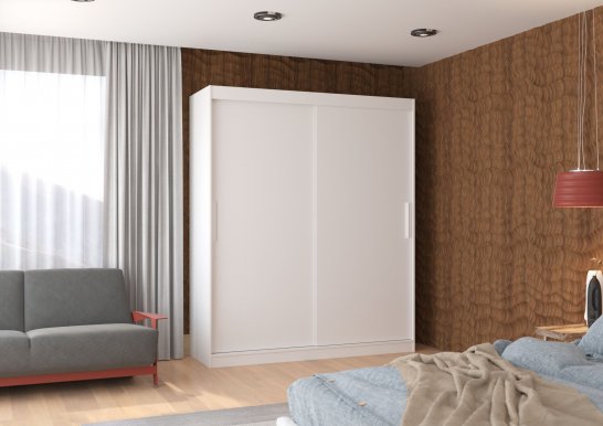 Lincoln Li01 180 White mat Wardrobe with sliding doors