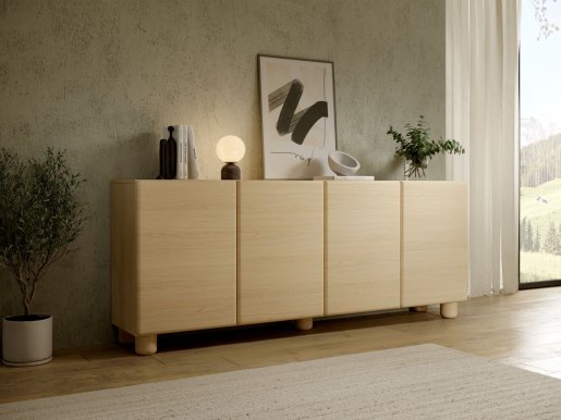 Style-Japandi B Kommode mit 4 Türen und abgerundeten Fronten