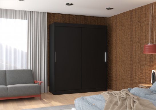 Lincoln Li04 180 Black Wardrobe with sliding doors