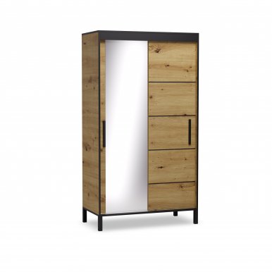 SW-BLL-120- A Lükandustega riidekapid peegliga,artisan/must