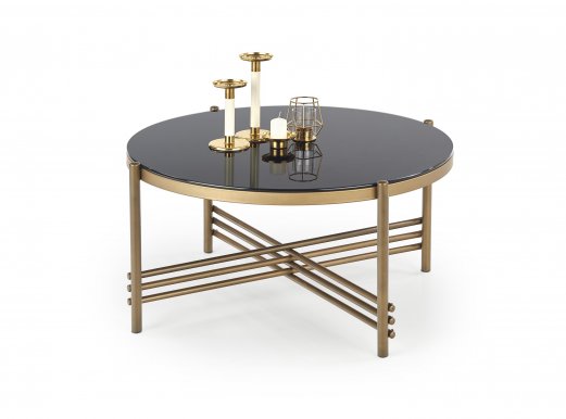 ISMENA Round coffee table Gold/black glass