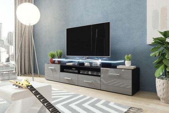 Evora TV-alus black/grey gloss