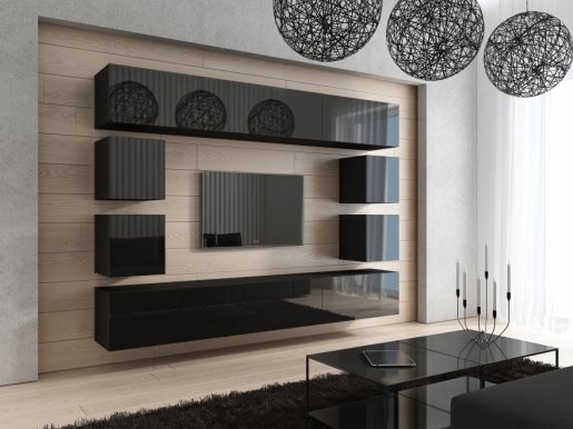 Sky Concept 17 Wall unit Black mat/black gloss