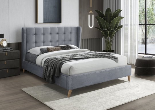 ESTELLA 160x200 Двуспальная кровать с основанием для матраса,серый