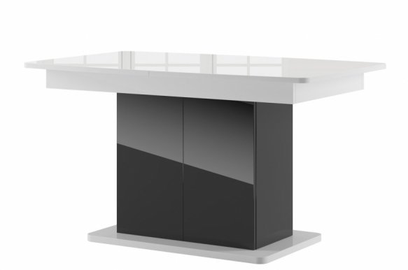 Star 03 (2 вставки) Обеденный стол (раздвижной) белый глянец/чёрный глянец 