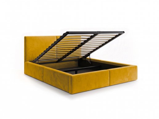 30125,120x200 Bett mit Bettzeugkasten (Mustard)