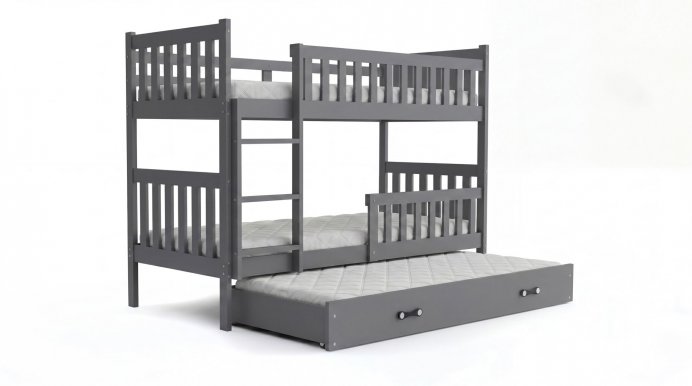 Cubus 3 Triple bunk bed with mattress 200x90 graphite