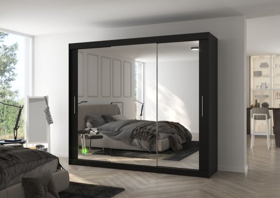 Chester Cht02 250 Black Wardrobe with sliding doors