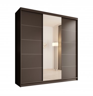 SW-SON-200 cm -BB Sliding wardrobe with mirror,Black matt