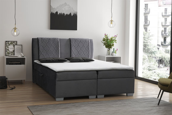 COLUMBIA Box Spring 140x200 Divguļamā gulta ar veļas kasti