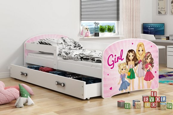 Luki 1 Kinderbett mit Matratze 160x80 Weiß