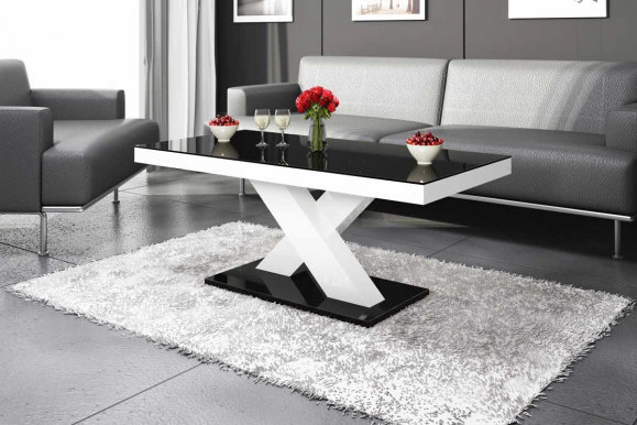 Xenon mini Coffee table (White/black gloss/Top black gloss)