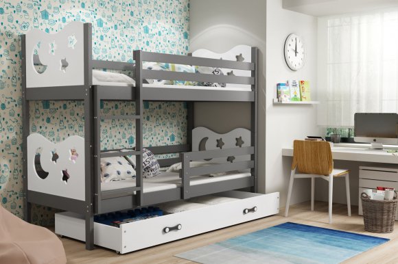 MIKKY II 190x90 Bunk bed with two mattresses Graphite