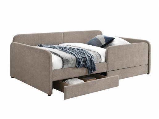 30130, 120x200,Bed with two drawers,dark beige