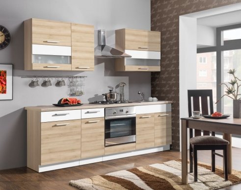 Modena 240 cm Kitchen Beech/white gloss 