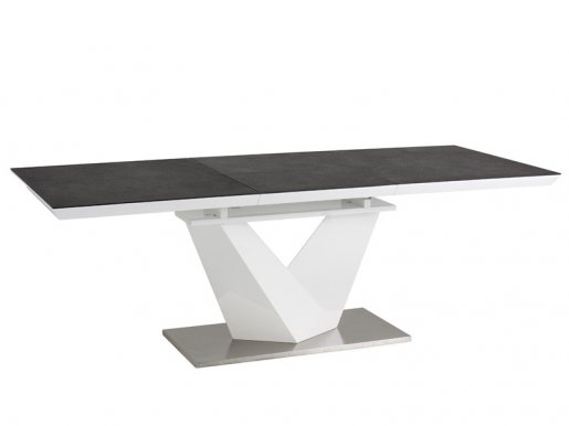 ALARAS II 120(180)X80 Extention dining table BLACK STONE EFFECT/WHITE 