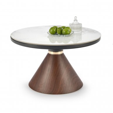 GENESIS Round coffee table,white marble/walnut/gold