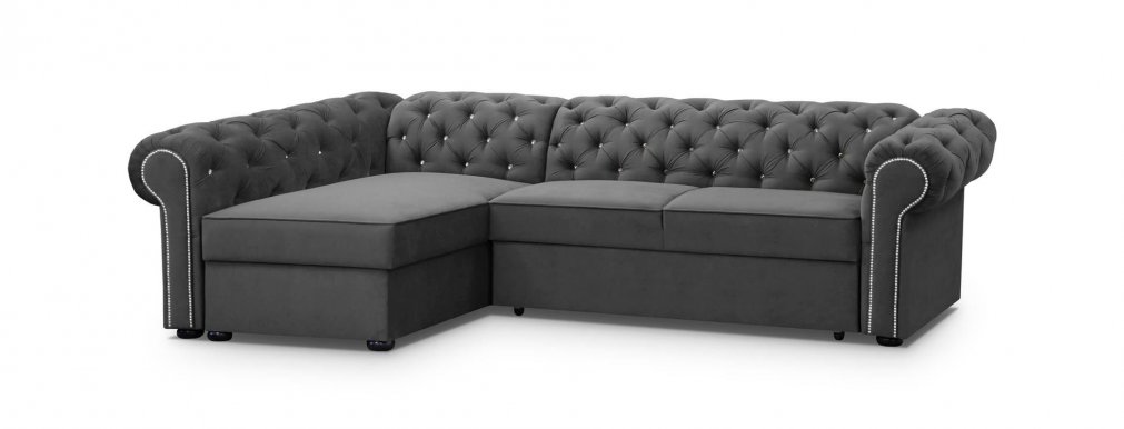 VAL/ XL z.f.sp pr.bok Chesterfield (glass buttons) Corner sofa