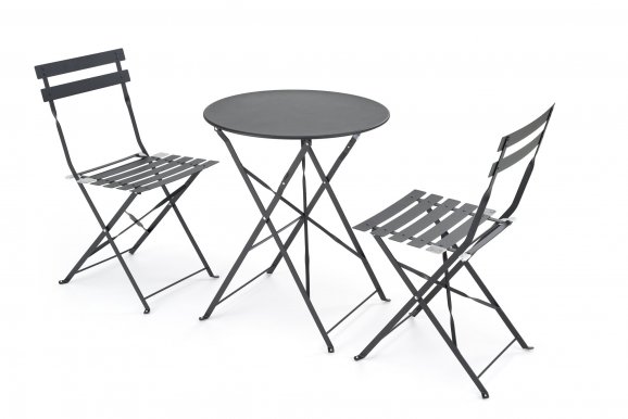 Gartenmöbelset Tisch+2 Stühle,Schwarz