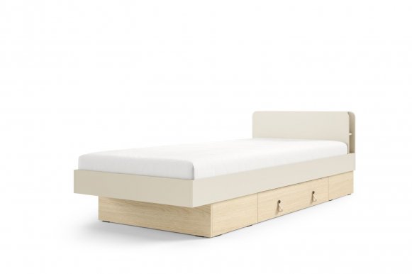 Solerno SA18 L/R Macadamia,90x200 Bed with one drawer