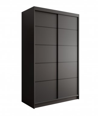 SW-LIZ 120 cm Schwebetürenschrank,Schwarz matt