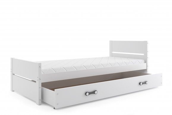 BAR-EK Jugendbett,90x200,mit Matratze und Schublade,weiß