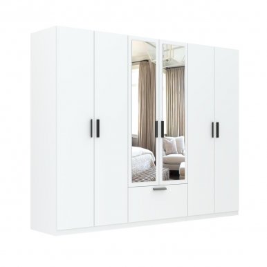 INTERLIT SZF 6D1S LUS Riidekapp Peegliga,6 ukse ja 1 sahtliga,valge matt