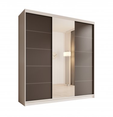 SW-SON-200 cm -WB Sliding wardrobe with mirror,White matt/black matt
