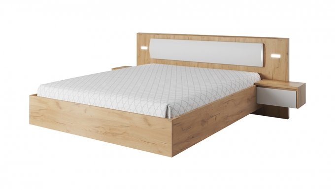 XELO G LOZ+ST 160X200 Bed + 2 pcs bedside Craft oak gold/white mat