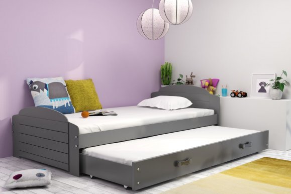 LIL- 2 Двуспальная кровать с матрасами 200x90 графит 