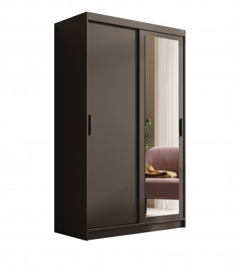 SW-HAI 120 cm B Lükandustega riidekapid peegliga,Must matt