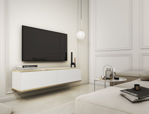 ORO- RTV-135 Wall Mounted TV Cabinet White