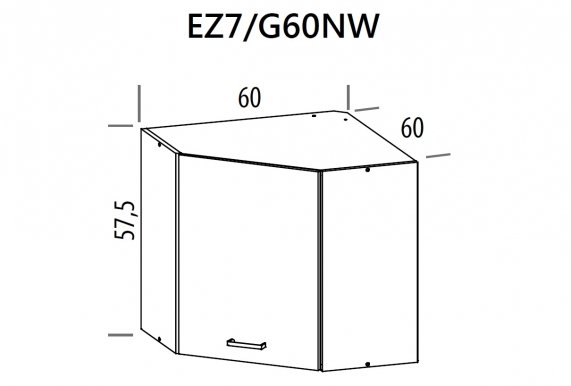 Eliza EZ7/G60NW L/P 60 cm Sienas stūra skapītis