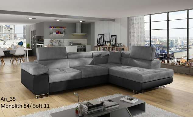 AN-00 Corner sofa right (Monolith 84 grey/Soft 11 black)