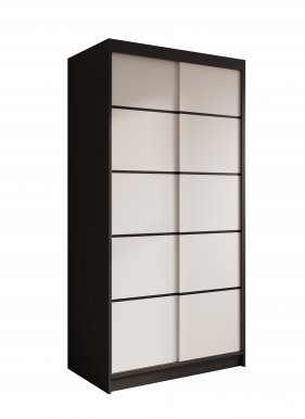 SW-VER 100 cm Schwebetürenschrank,Schwarz matt/Weiß matt