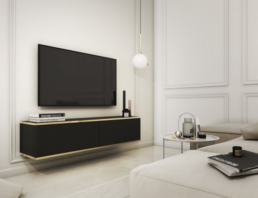 ORO- MDF RTV-135 Wall Mounted TV Cabinet Black