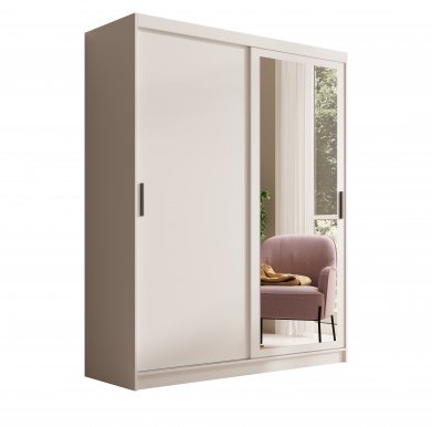 SW-HAI 160 cm W Lükandustega riidekapid peegliga,Valge matt