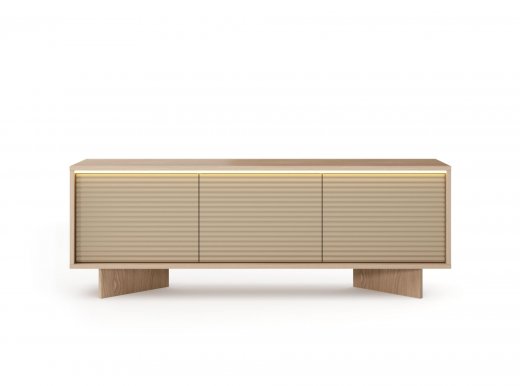 Style-Japandi F TV lowboard with 3 doors and lighting