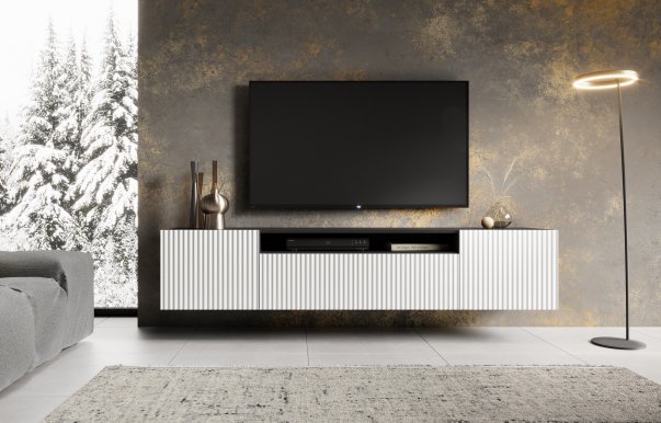 NOE BW RTV 200 cm TV seinakapp,Must matt/Valge matt