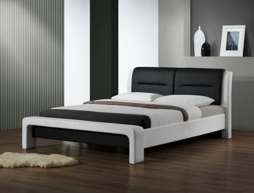 Cassandra LOZ 160 Двуспальная кровать c деревянной рамой (белый/чёрный)