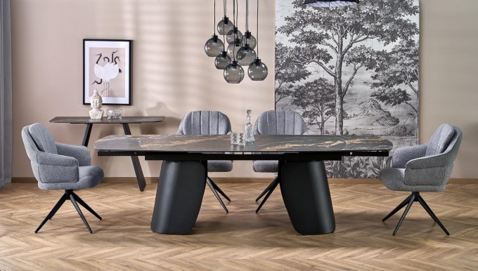 28022 Pikendatav laud,must marmor/must