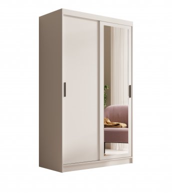 SW-HAI 120 cm W Lükandustega riidekapid peegliga,Valge matt