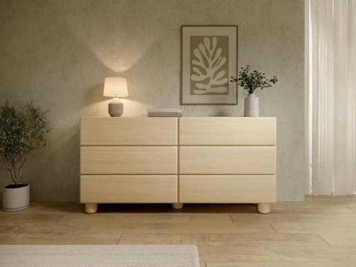 Style-Japandi D Sideboard with 6 drawers and rounded fronts
