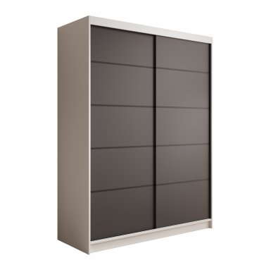 SW-CAL 150 cm Schwebetürenschrank,Weiß matt/Schwarz matt