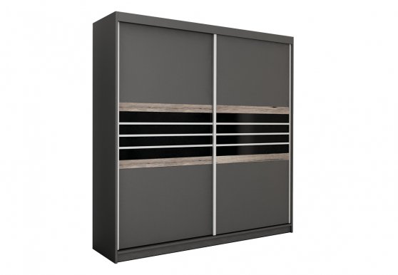 Turyn 203 Sliding door wardrobe (lava/black glass)