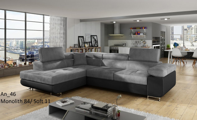 AN-00 Corner sofa left (Monolith 84 grey/Soft 11 black)