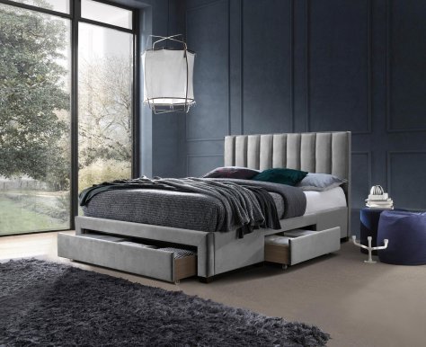 13167, 160x200 Bett mit 3 Schubladen,Velvet Grau
